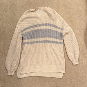 American Eagle Outfitters Beige and Gray Crewneck Sweater